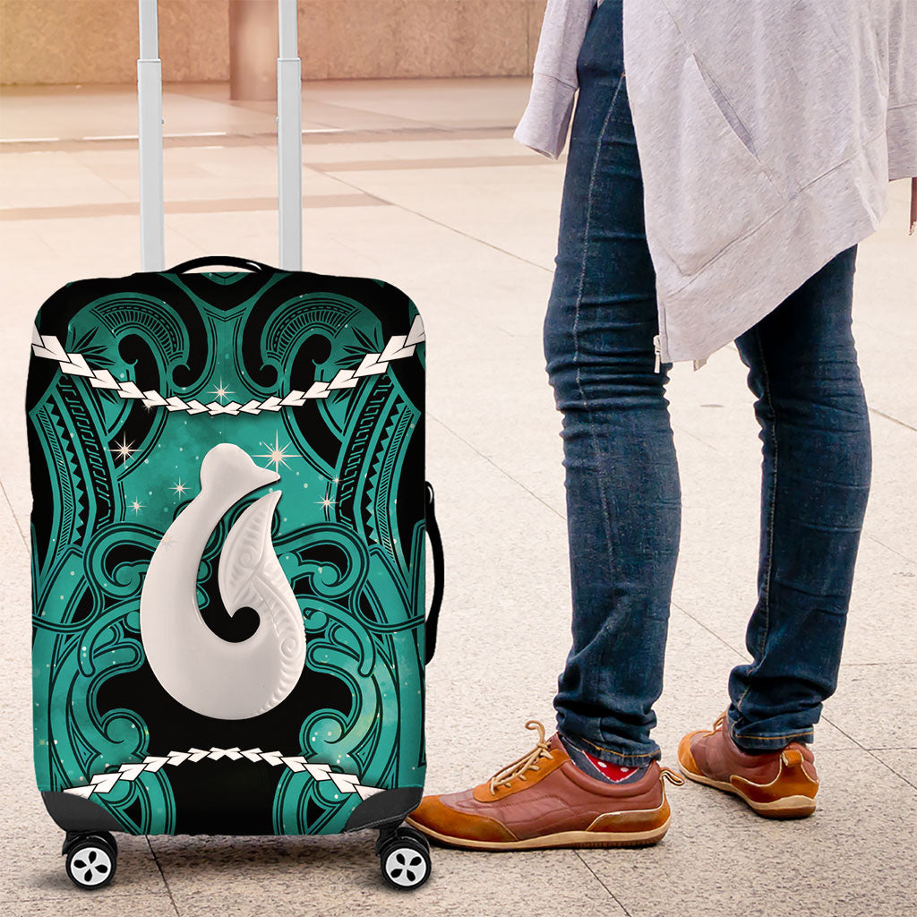 Maori Matariki Hei Matau Turquoise Luggage Cover Maori Kowhaiwhai Pattern Galaxy LT01 Turquoise - Polynesian Pride