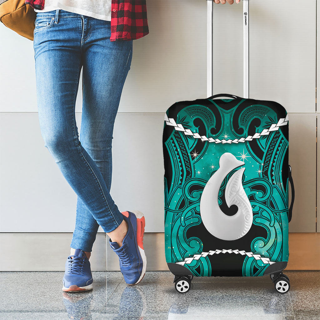 Maori Matariki Hei Matau Turquoise Luggage Cover Maori Kowhaiwhai Pattern Galaxy LT01 - Polynesian Pride