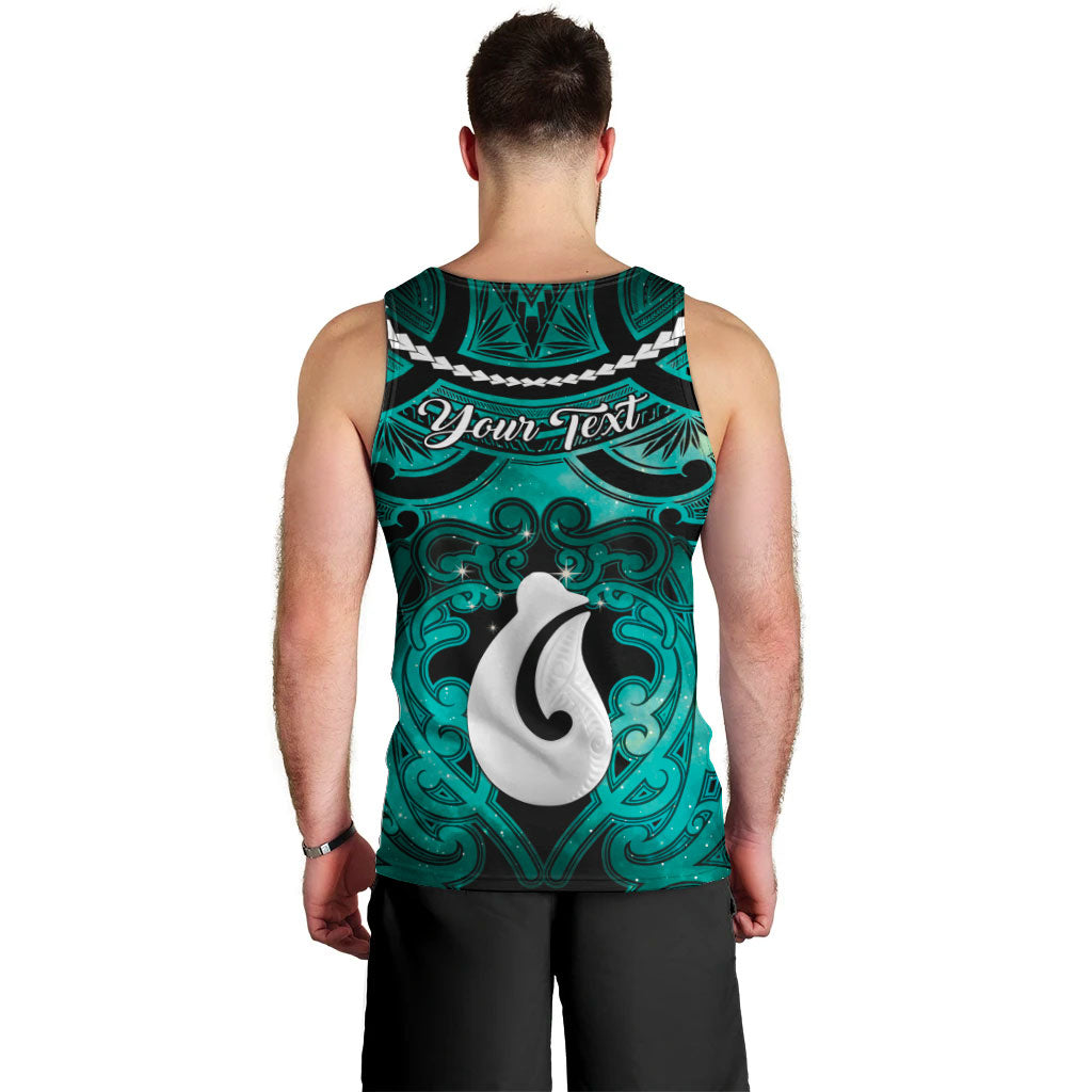 Personalised Maori Matariki Hei Matau Turquoise Men Tank Top Maori Kowhaiwhai Pattern Galaxy LT01 - Polynesian Pride