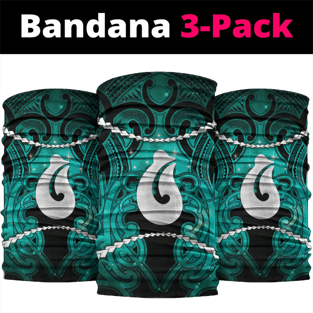 Maori Matariki Hei Matau Turquoise Neck Gaiter Maori Kowhaiwhai Pattern Galaxy LT01 package One Size: 25*50cm Turquoise - Polynesian Pride