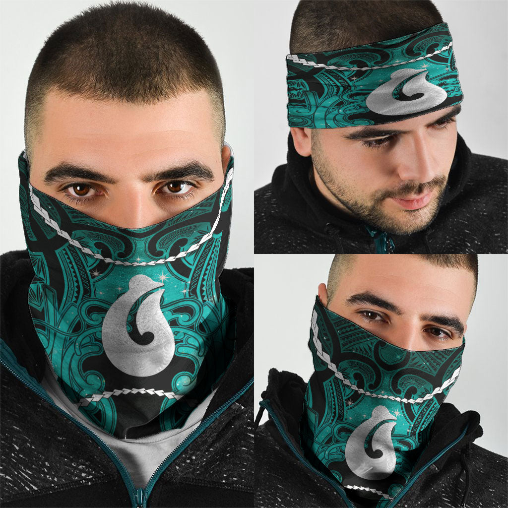 Maori Matariki Hei Matau Turquoise Neck Gaiter Maori Kowhaiwhai Pattern Galaxy LT01 - Polynesian Pride