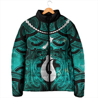 Personalised Maori Matariki Hei Matau Turquoise Padded Jacket Maori Kowhaiwhai Pattern Galaxy LT01 - Polynesian Pride