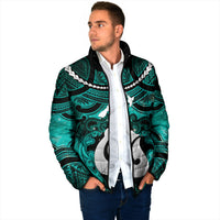 Personalised Maori Matariki Hei Matau Turquoise Padded Jacket Maori Kowhaiwhai Pattern Galaxy LT01 - Polynesian Pride