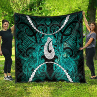 Maori Matariki Hei Matau Turquoise Quilt Maori Kowhaiwhai Pattern Galaxy LT01 - Polynesian Pride