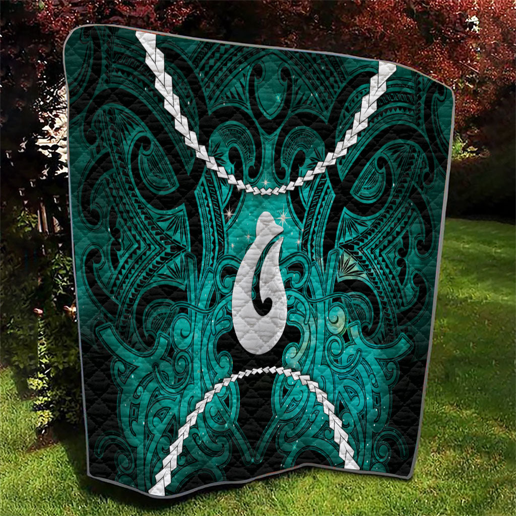 Maori Matariki Hei Matau Turquoise Quilt Maori Kowhaiwhai Pattern Galaxy LT01 - Polynesian Pride