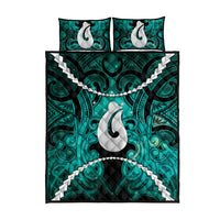 Maori Matariki Hei Matau Turquoise Quilt Bed Set Maori Kowhaiwhai Pattern Galaxy LT01 - Polynesian Pride