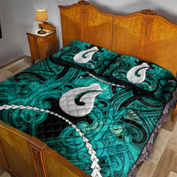 Maori Matariki Hei Matau Turquoise Quilt Bed Set Maori Kowhaiwhai Pattern Galaxy LT01 - Polynesian Pride