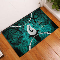 Maori Matariki Hei Matau Turquoise Rubber Doormat Maori Kowhaiwhai Pattern Galaxy