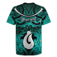 Personalised Maori Matariki Hei Matau Turquoise Rugby Jersey Maori Kowhaiwhai Pattern Galaxy LT01 - Polynesian Pride
