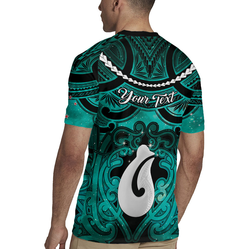 Personalised Maori Matariki Hei Matau Turquoise Rugby Jersey Maori Kowhaiwhai Pattern Galaxy LT01 - Polynesian Pride