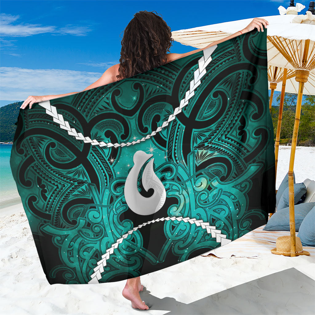 Maori Matariki Hei Matau Turquoise Sarong Maori Kowhaiwhai Pattern Galaxy LT01 One Size 44 x 66 inches Turquoise - Polynesian Pride