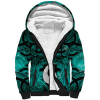 Personalised Maori Matariki Hei Matau Turquoise Sherpa Hoodie Maori Kowhaiwhai Pattern Galaxy LT01 Unisex Turquoise - Polynesian Pride