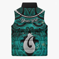 Personalised Maori Matariki Hei Matau Turquoise Sleeveless Puffer Jacket Maori Kowhaiwhai Pattern Galaxy LT01 - Polynesian Pride
