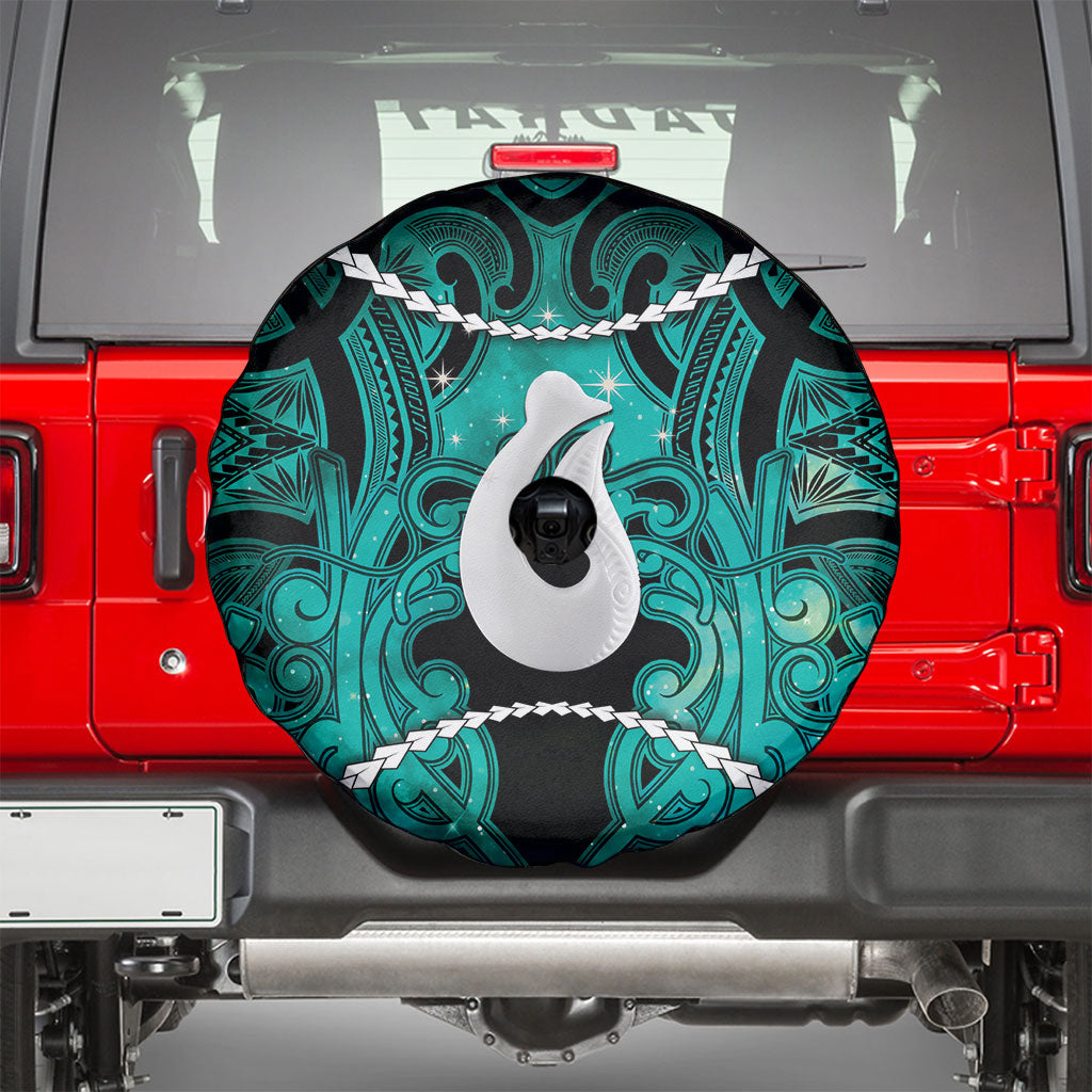 Maori Matariki Hei Matau Turquoise Spare Tire Cover Maori Kowhaiwhai Pattern Galaxy LT01 - Polynesian Pride