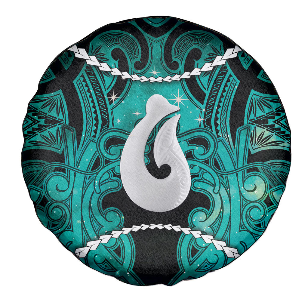 Maori Matariki Hei Matau Turquoise Spare Tire Cover Maori Kowhaiwhai Pattern Galaxy LT01 - Polynesian Pride