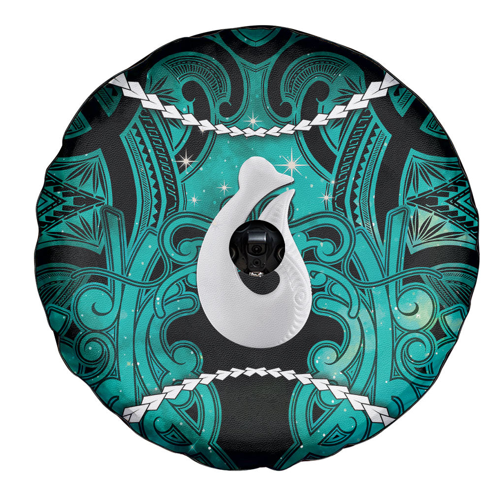 Maori Matariki Hei Matau Turquoise Spare Tire Cover Maori Kowhaiwhai Pattern Galaxy LT01 - Polynesian Pride