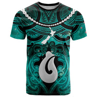 Personalised Maori Matariki Hei Matau Turquoise T Shirt Maori Kowhaiwhai Pattern Galaxy LT01 Turquoise - Polynesian Pride