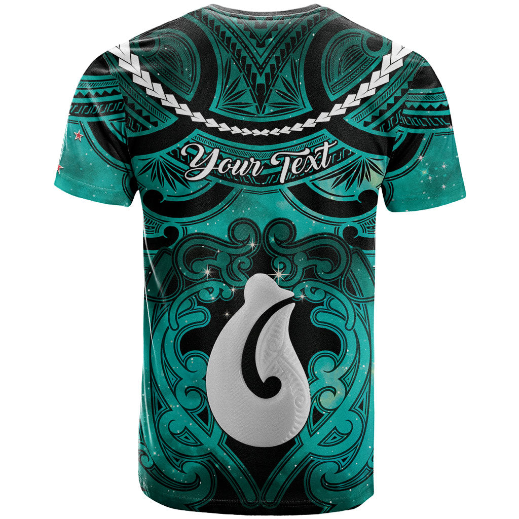 Personalised Maori Matariki Hei Matau Turquoise T Shirt Maori Kowhaiwhai Pattern Galaxy LT01 - Polynesian Pride