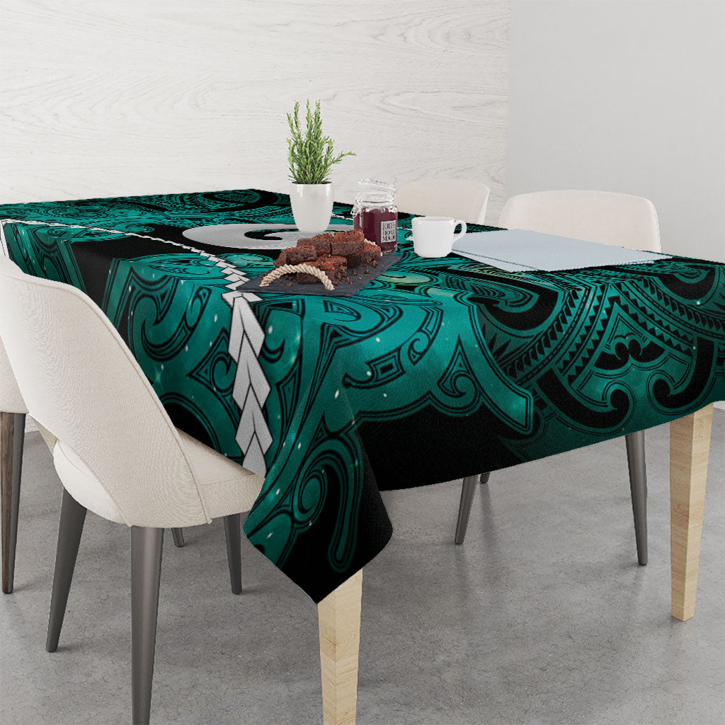 Maori Matariki Hei Matau Turquoise Tablecloth Maori Kowhaiwhai Pattern Galaxy LT01 - Polynesian Pride