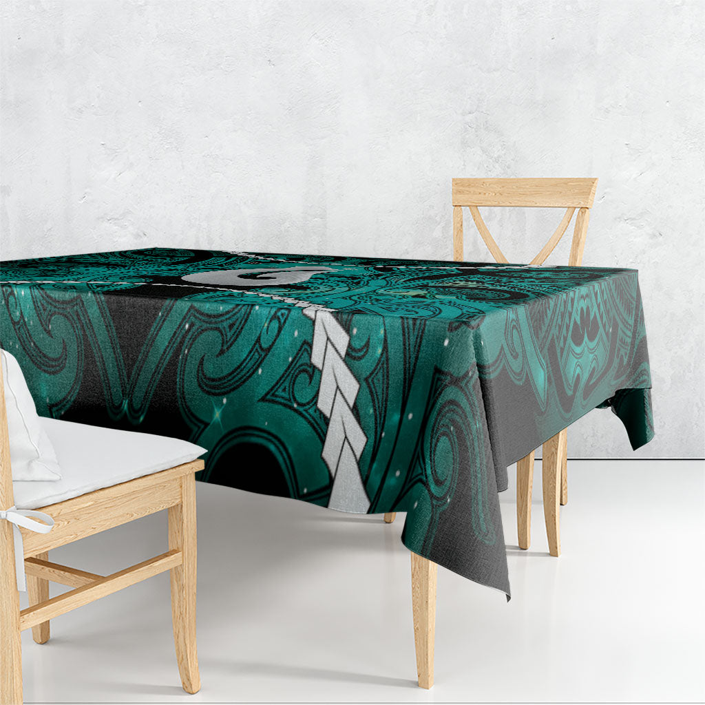 Maori Matariki Hei Matau Turquoise Tablecloth Maori Kowhaiwhai Pattern Galaxy LT01 - Polynesian Pride