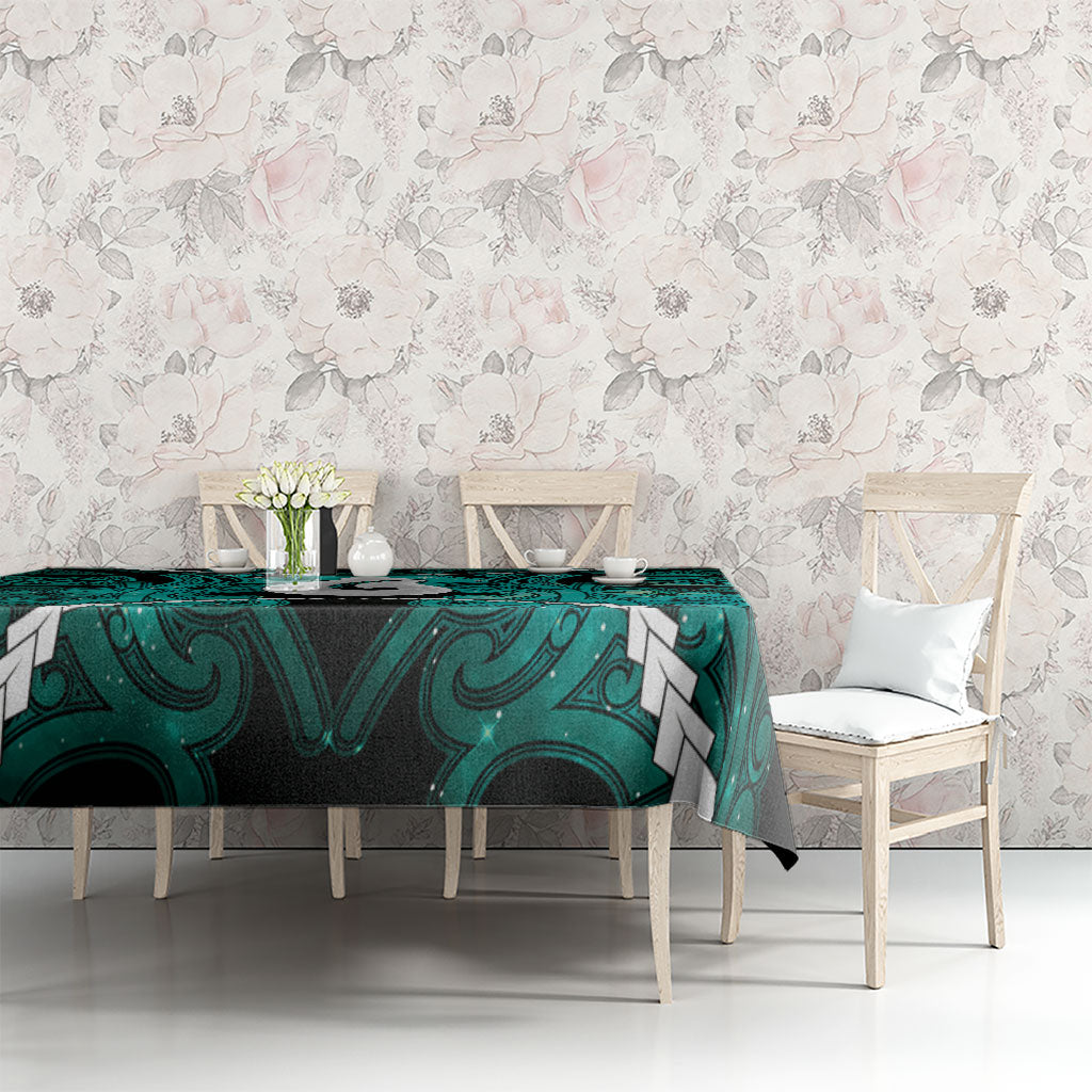 Maori Matariki Hei Matau Turquoise Tablecloth Maori Kowhaiwhai Pattern Galaxy LT01 - Polynesian Pride