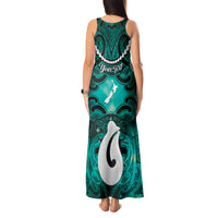Personalised Maori Matariki Hei Matau Turquoise Tank Maxi Dress Maori Kowhaiwhai Pattern Galaxy