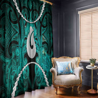 Maori Matariki Hei Matau Turquoise Window Curtain Maori Kowhaiwhai Pattern Galaxy LT01 - Polynesian Pride