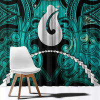 Maori Matariki Hei Matau Turquoise Window Curtain Maori Kowhaiwhai Pattern Galaxy LT01 - Polynesian Pride