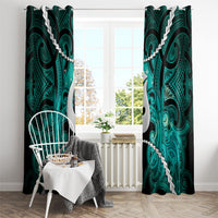 Maori Matariki Hei Matau Turquoise Window Curtain Maori Kowhaiwhai Pattern Galaxy LT01 - Polynesian Pride