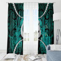Maori Matariki Hei Matau Turquoise Window Curtain Maori Kowhaiwhai Pattern Galaxy LT01 - Polynesian Pride