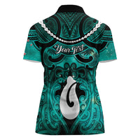 Personalised Maori Matariki Hei Matau Turquoise Women Polo Shirt Maori Kowhaiwhai Pattern Galaxy LT01 - Polynesian Pride