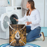 Maori Matariki Hei Matau Kowhai Laundry Basket Maori Kowhaiwhai Pattern Galaxy LT01 - Polynesian Pride