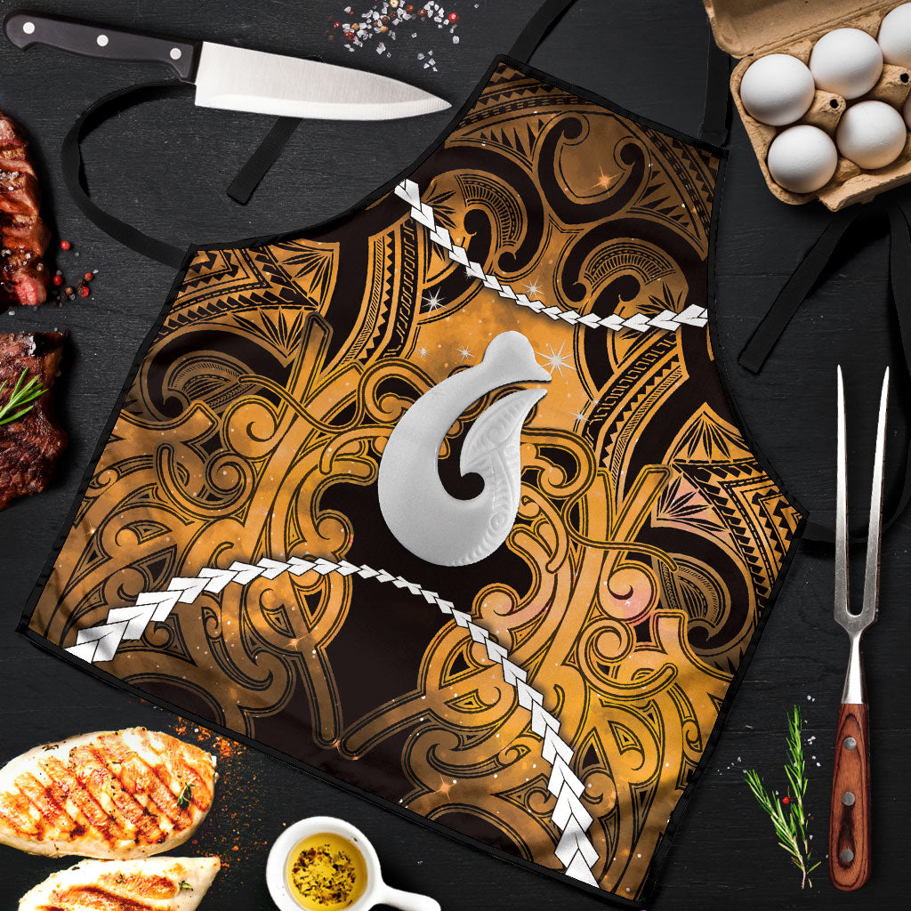 Maori Matariki Hei Matau Kowhai Apron Maori Kowhaiwhai Pattern Galaxy LT01 Yellow - Polynesian Pride