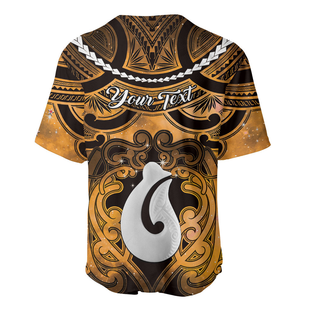 Personalised Maori Matariki Hei Matau Kowhai Baseball Jersey Maori Kowhaiwhai Pattern Galaxy LT01 - Polynesian Pride