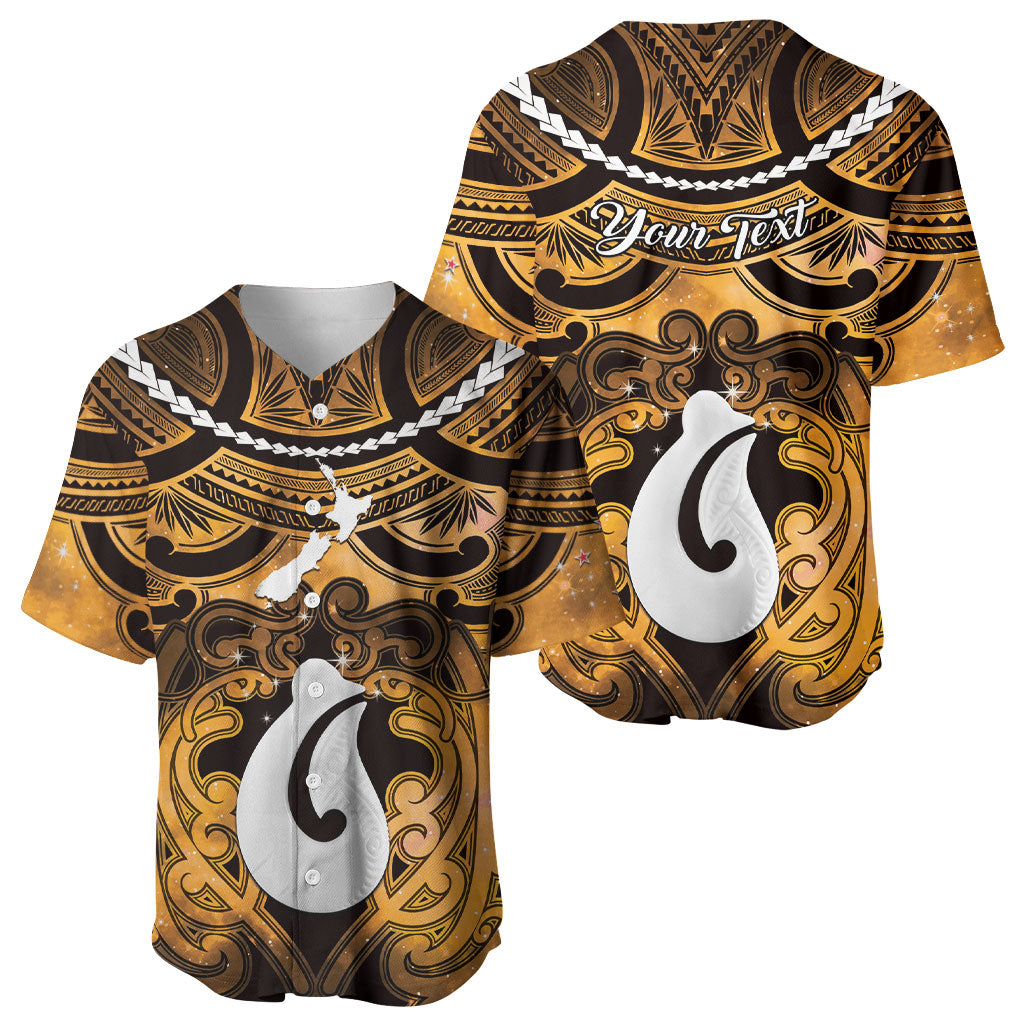 Personalised Maori Matariki Hei Matau Kowhai Baseball Jersey Maori Kowhaiwhai Pattern Galaxy LT01 - Polynesian Pride