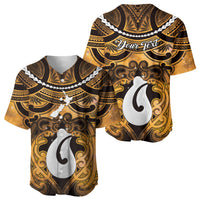 Personalised Maori Matariki Hei Matau Kowhai Baseball Jersey Maori Kowhaiwhai Pattern Galaxy LT01 - Polynesian Pride