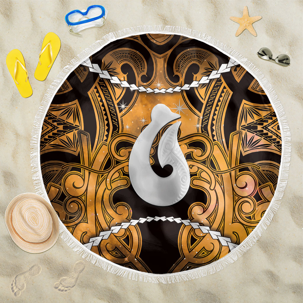 Maori Matariki Hei Matau Kowhai Beach Blanket Maori Kowhaiwhai Pattern Galaxy