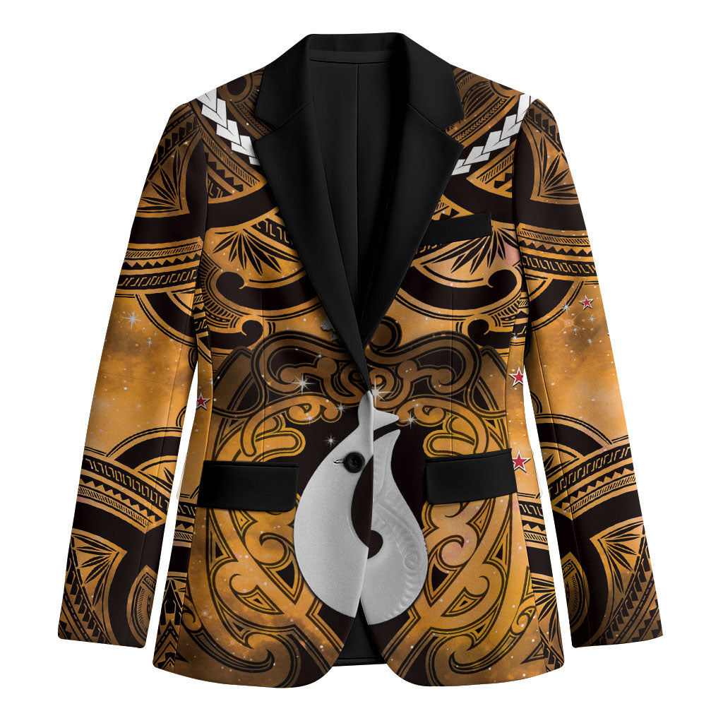 Personalised Maori Matariki Hei Matau Kowhai Blazer Maori Kowhaiwhai Pattern Galaxy LT01 Unisex Yellow - Polynesian Pride