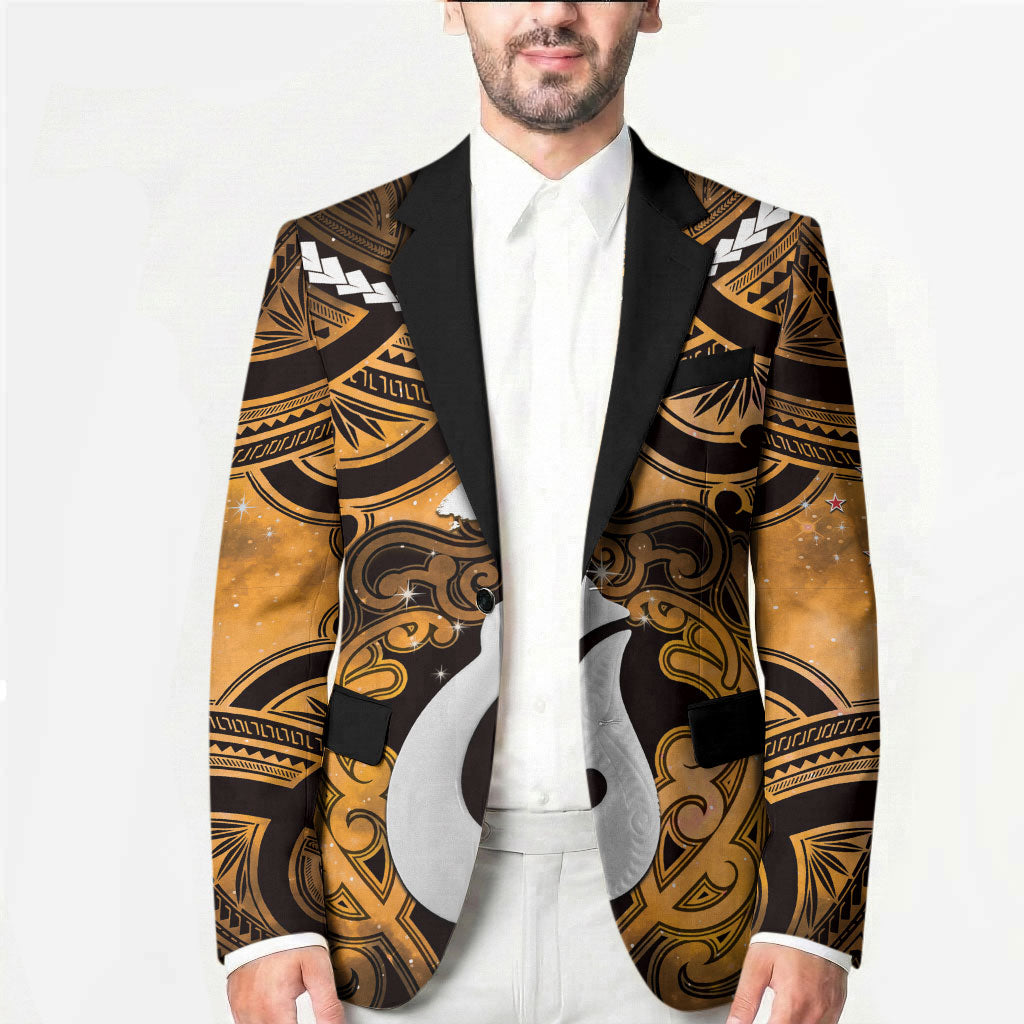 Personalised Maori Matariki Hei Matau Kowhai Blazer Maori Kowhaiwhai Pattern Galaxy LT01 - Polynesian Pride