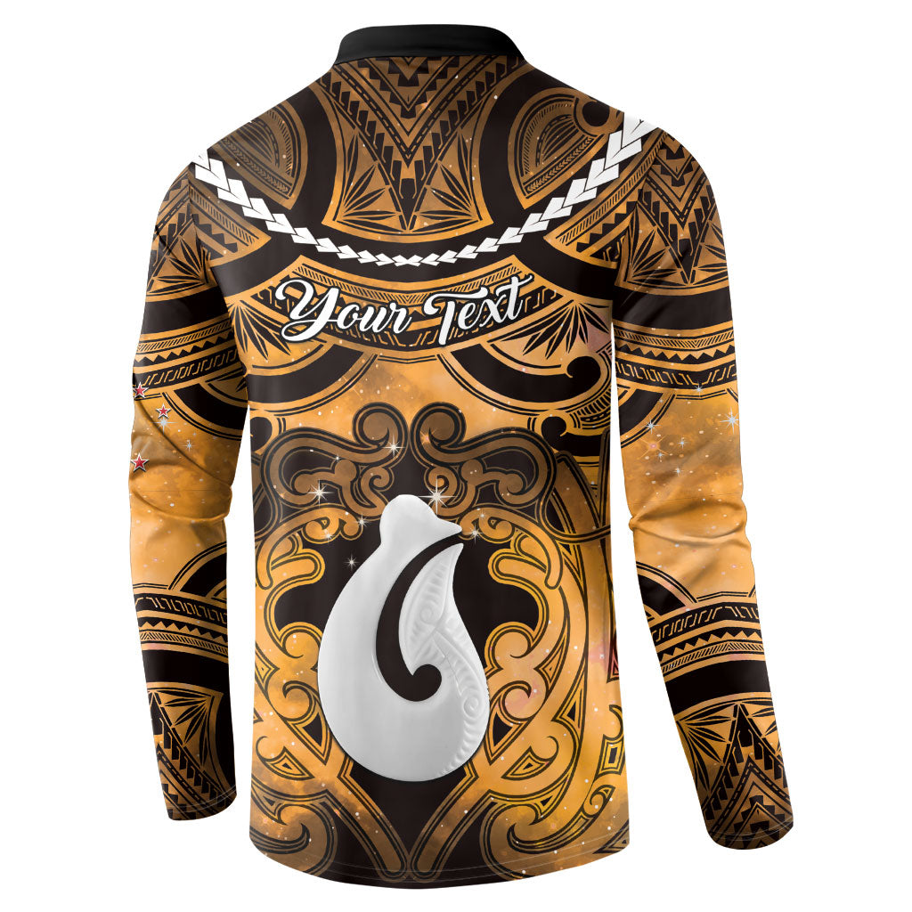 Personalised Maori Matariki Hei Matau Kowhai Button Sweatshirt Maori Kowhaiwhai Pattern Galaxy LT01 - Polynesian Pride