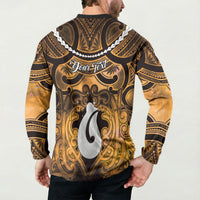 Personalised Maori Matariki Hei Matau Kowhai Button Sweatshirt Maori Kowhaiwhai Pattern Galaxy LT01 - Polynesian Pride