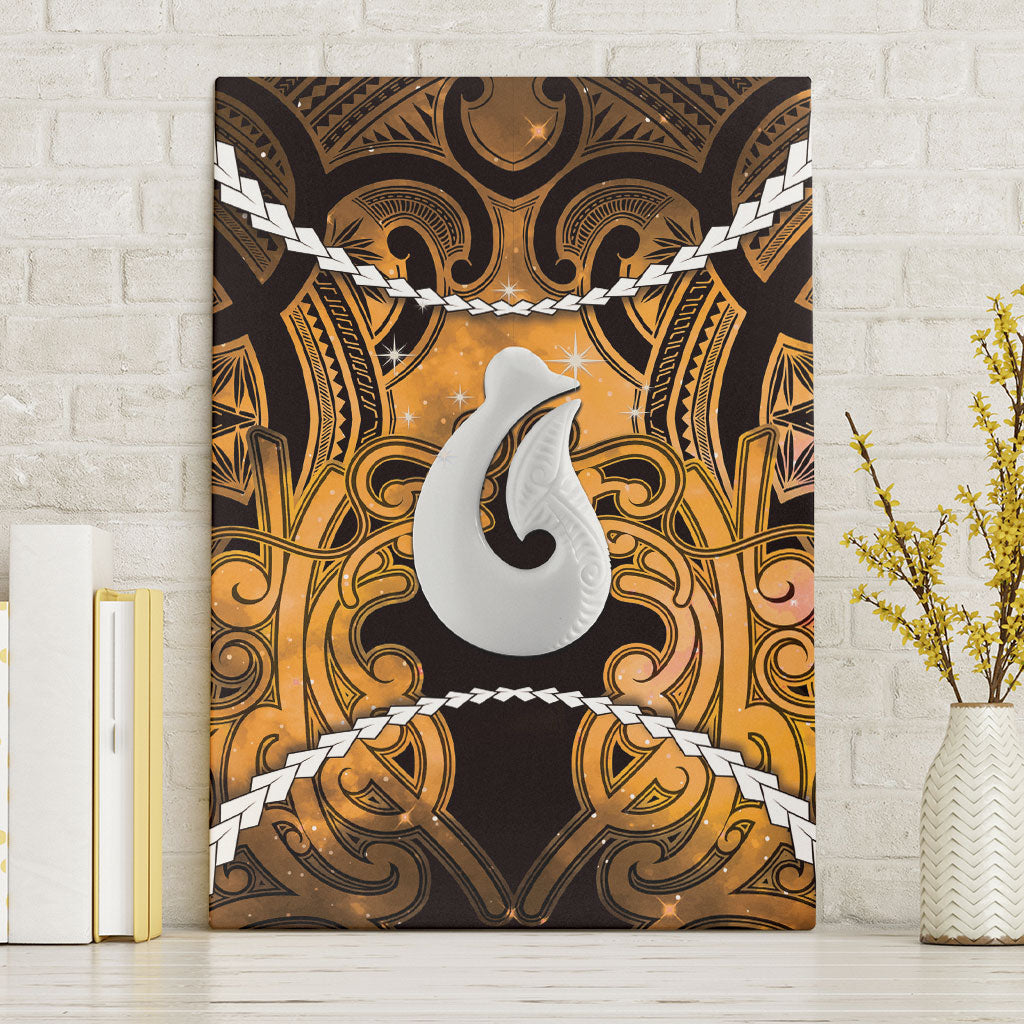 Maori Matariki Hei Matau Kowhai Canvas Wall Art Maori Kowhaiwhai Pattern Galaxy LT01 Without Frame Yellow - Polynesian Pride