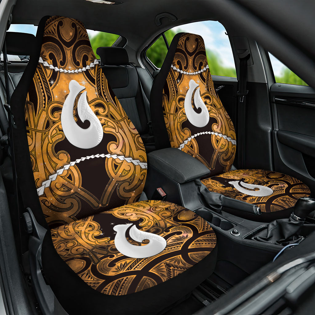 Maori Matariki Hei Matau Kowhai Car Seat Cover Maori Kowhaiwhai Pattern Galaxy LT01 One Size Yellow - Polynesian Pride