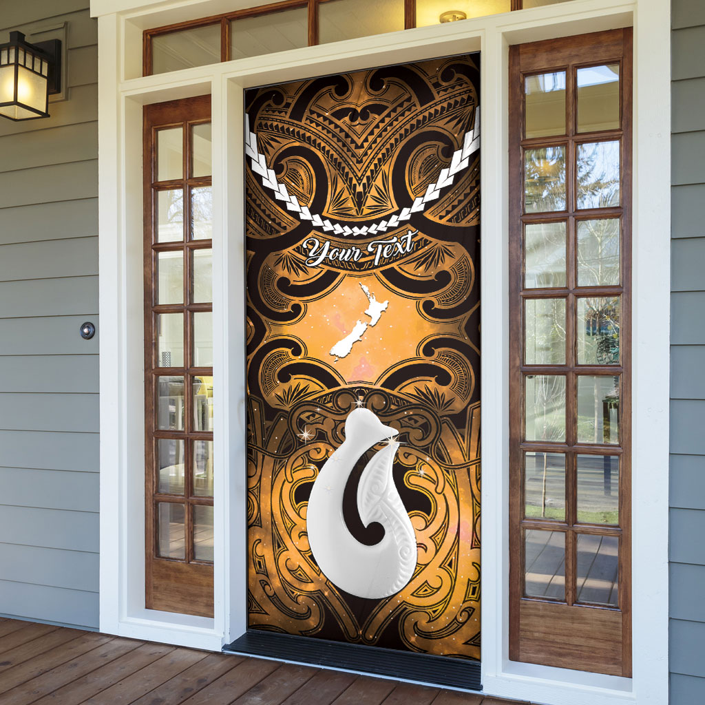 Personalised Maori Matariki Hei Matau Kowhai Door Cover Maori Kowhaiwhai Pattern Galaxy LT01 - Polynesian Pride