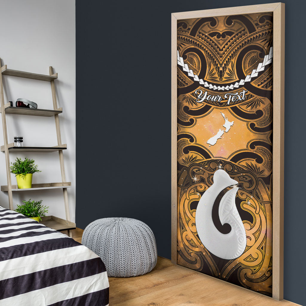 Personalised Maori Matariki Hei Matau Kowhai Door Cover Maori Kowhaiwhai Pattern Galaxy LT01 - Polynesian Pride