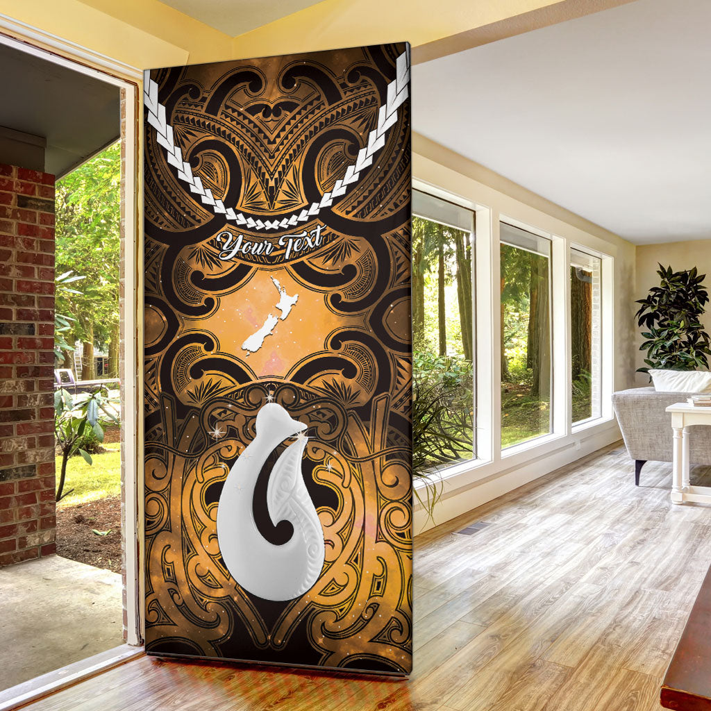 Personalised Maori Matariki Hei Matau Kowhai Door Cover Maori Kowhaiwhai Pattern Galaxy LT01 - Polynesian Pride