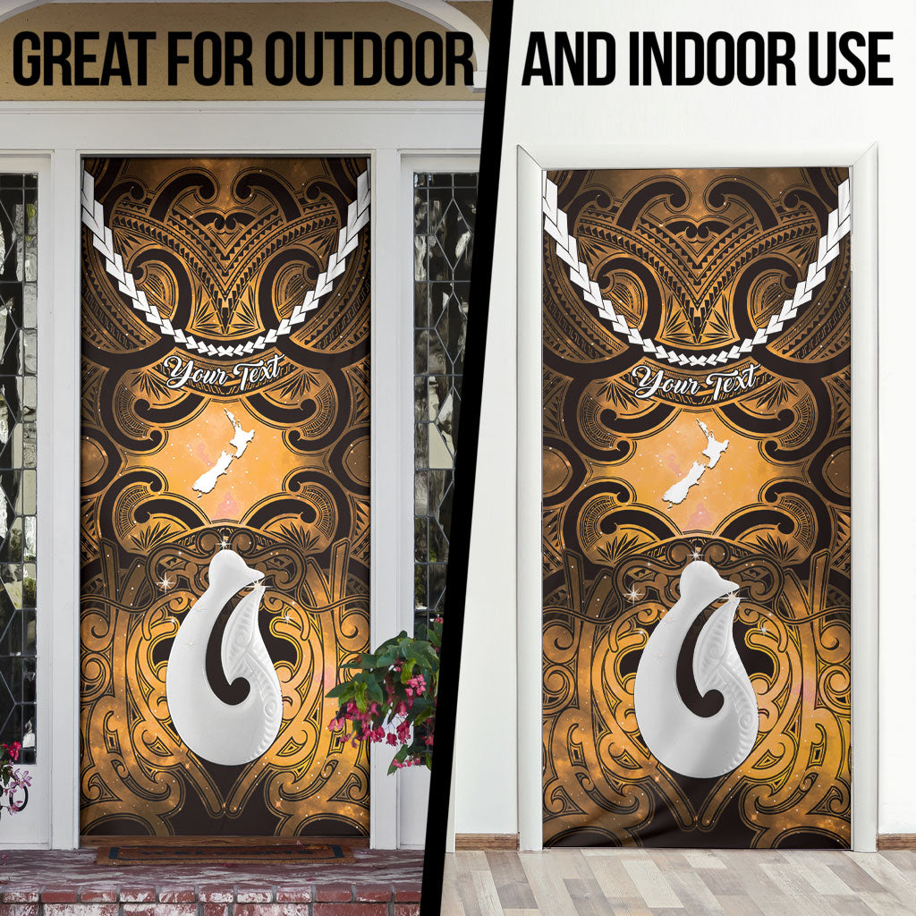 Personalised Maori Matariki Hei Matau Kowhai Door Cover Maori Kowhaiwhai Pattern Galaxy LT01 - Polynesian Pride