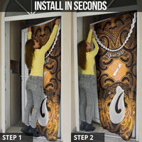 Personalised Maori Matariki Hei Matau Kowhai Door Cover Maori Kowhaiwhai Pattern Galaxy LT01 - Polynesian Pride