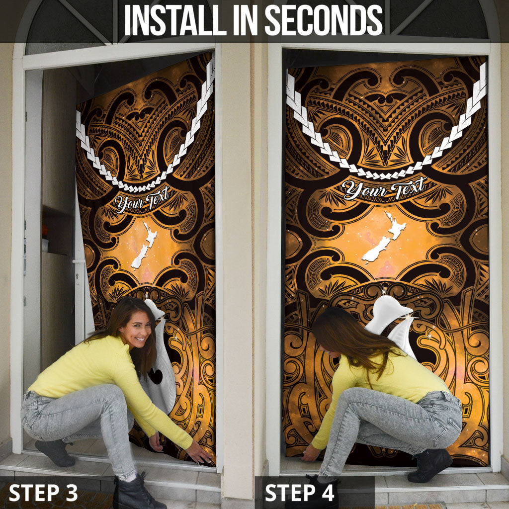Personalised Maori Matariki Hei Matau Kowhai Door Cover Maori Kowhaiwhai Pattern Galaxy LT01 - Polynesian Pride