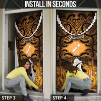 Personalised Maori Matariki Hei Matau Kowhai Door Cover Maori Kowhaiwhai Pattern Galaxy LT01 - Polynesian Pride
